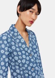 Graphic Daisy Denim Blazer
